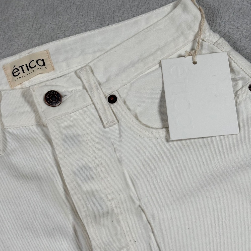 Etica Tyler Straight Leg Jeans Vintage White High Rise Denim Size 26